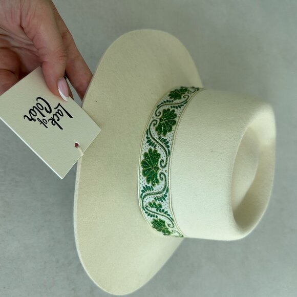 NWT Lack of Color Ivy Beverly Wool Felt Fedora Hat Ivory French Ribbon Band - Picture 7 of 13